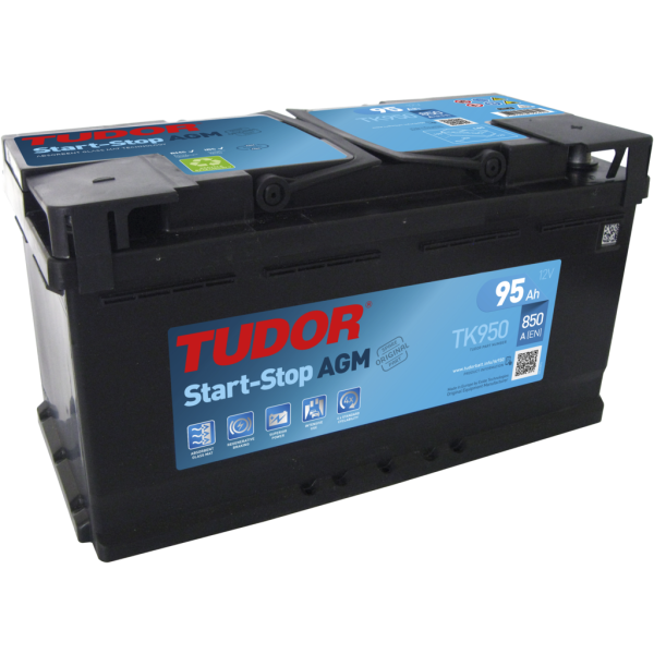 Batería Tudor TK950 Start-Stop Agm. Tecnología AGM. 12V - 95Ah/850A (EN) Caja L5 (353x175x190mm)
