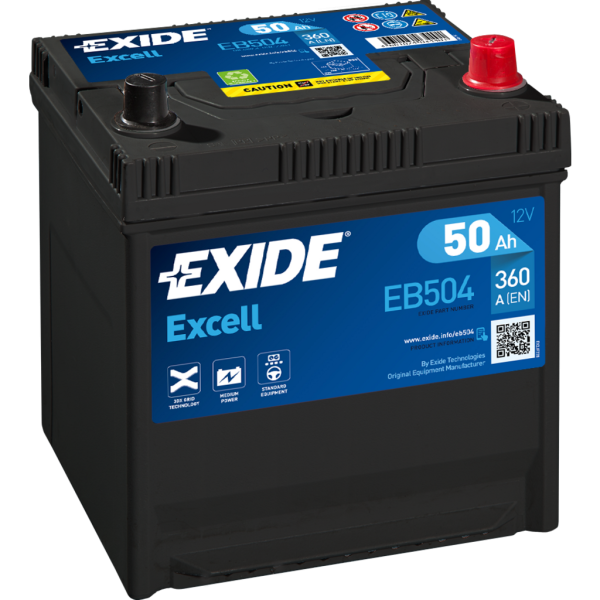 Batería Exide EB504 Excell. 12V - 50Ah/360A (EN) Caja D20