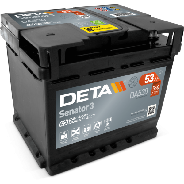 Batería Deta DA530 Senator 3. 12V - 53Ah/540A (EN) Caja L1 (207x175x190mm)
