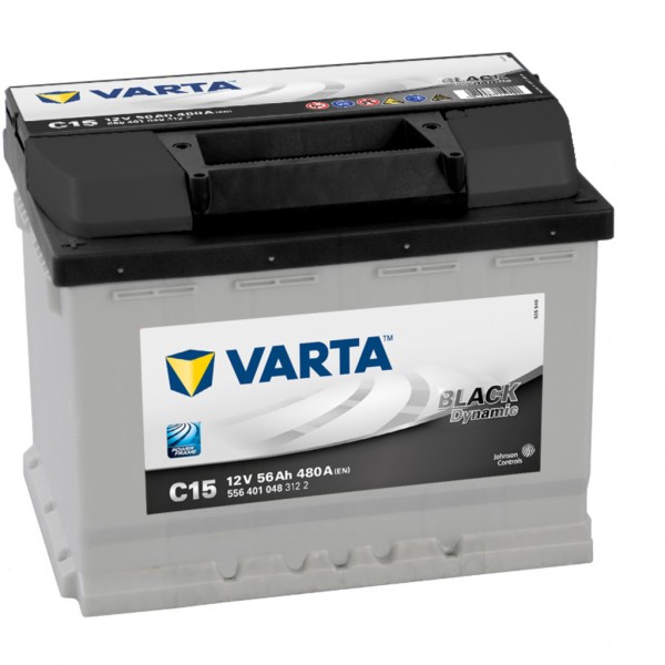 Batería Varta C15 Black Dynamic. 12V - 56Ah/480A (EN) Caja L2 (242x175x190mm)