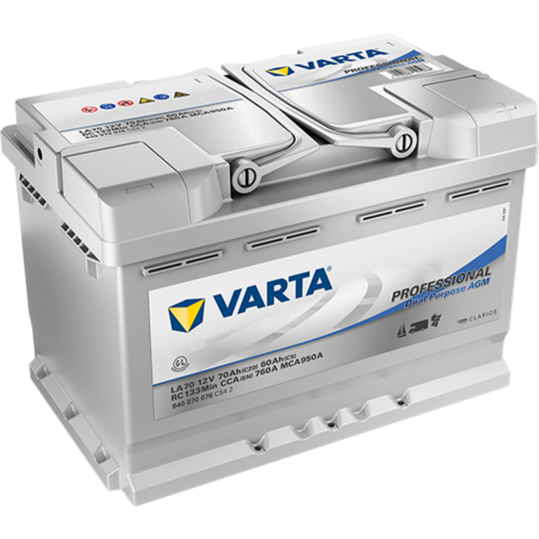 Batería Varta LA70 Dual Purpose Agm. Tecnología AGM. 12V - 70Ah/760A (EN) 840 070 076 C54 2 Caja L3