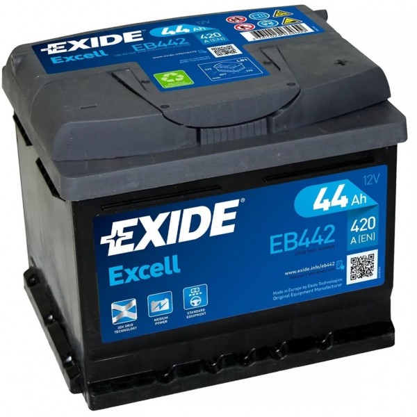 Batería Exide EB442 Excell. 12V - 44Ah/420A (EN) Caja LB1 (207x175x175mm)