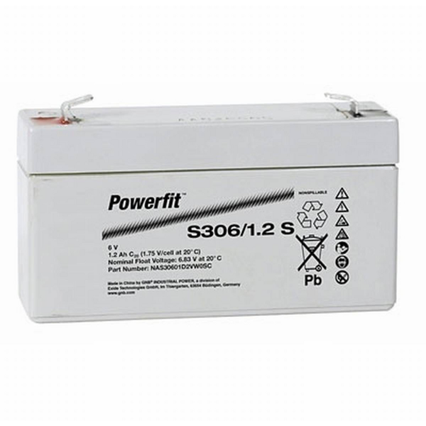 Batería Exide S306/1.2S Powerfit. Tecnología AGM. 6V - 1.2Ah (97x25x58mm)