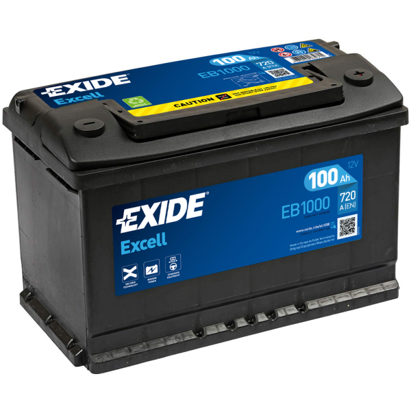 Batería Exide Excell EB1000. 12V - 100Ah/720A (EN) Caja L4 (315x175x190mm)