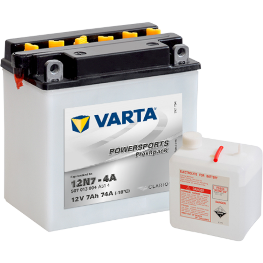 Batería Varta 12N7-4A Motocicleta. 12V - 7Ah/74A (EN) (136x76x134mm) 1 Batería Varta 12N7-4A Motocicleta. 12V - 7Ah/74A (EN) (136x76x134mm)