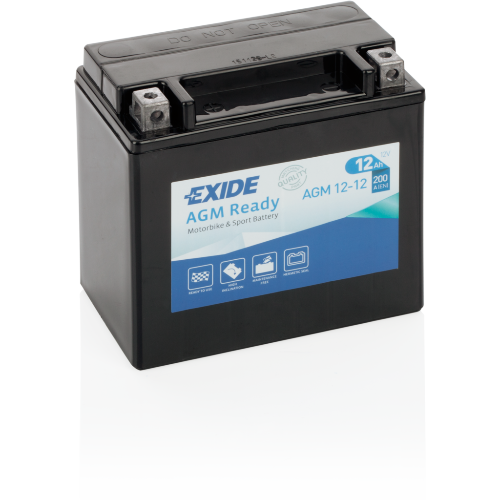 Batería Exide AGM12-12 Moto 12V Agm Ready. Tecnología AGM. 12V - 12Ah/200A (EN) (150x90x145mm)