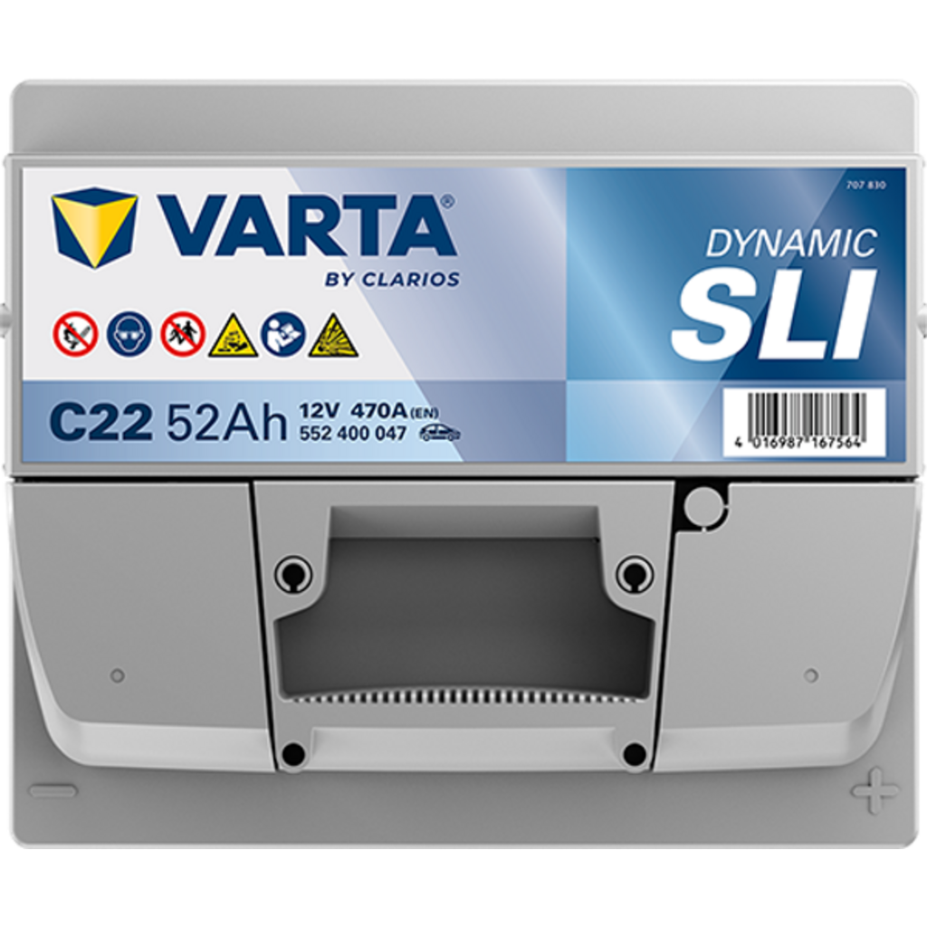 Batería Varta C22 Blue Dynamic. 12V - 52Ah/470A (EN) 552 400 047 313 2 Caja L1 1 Batería Varta C22 Blue Dynamic. 12V - 52Ah/470A (EN) 552 400 047 313 2 Caja L1
