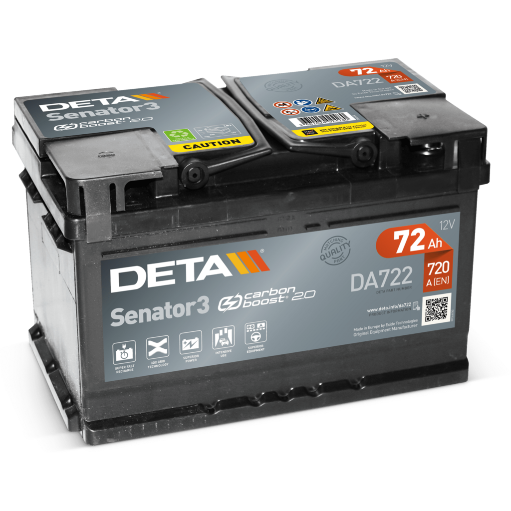 Batería Deta DA722 Senator 3. 12V - 72Ah/720A (EN) Caja LB3 1 Batería Deta DA722 Senator 3. 12V - 72Ah/720A (EN) Caja LB3