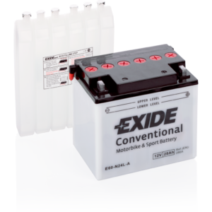 Batería Exide E60-N24L-A Moto 12V Conventional. 12V - 28Ah/280A (EN) (184x124x169mm)
