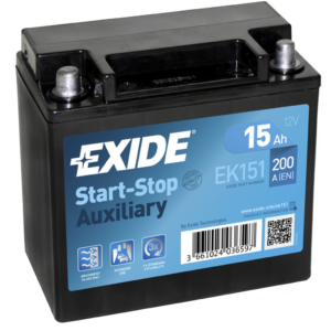 Batería Exide EK151 Baterias Auxiliares. Tecnología AGM. 12V - 15Ah/200A (EN) (150x90x145mm)