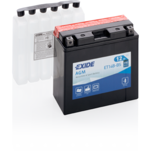 Batería Exide ET14B-BS Moto 12V Agm. Tecnología AGM. 12V - 12Ah/190A (EN) (150x70x145mm)