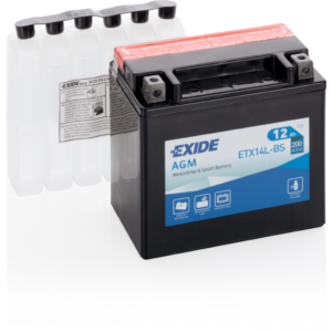 Batería Exide ETX14L-BS Moto 12V Agm. Tecnología AGM. 12V - 12Ah/200A (EN) (150x90x145mm)
