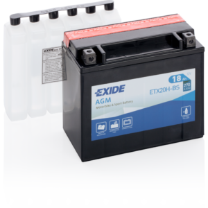 Batería Exide ETX20H-BS Moto 12V Agm. Tecnología AGM. 12V - 18Ah/270A (EN) (175x87x155mm)
