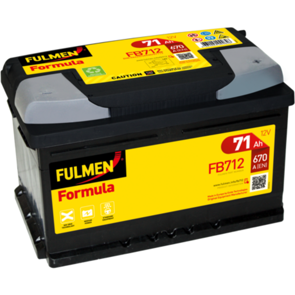 Batería Fulmen FB712 Formula. 12V - 71Ah/670A (EN) Caja LB3