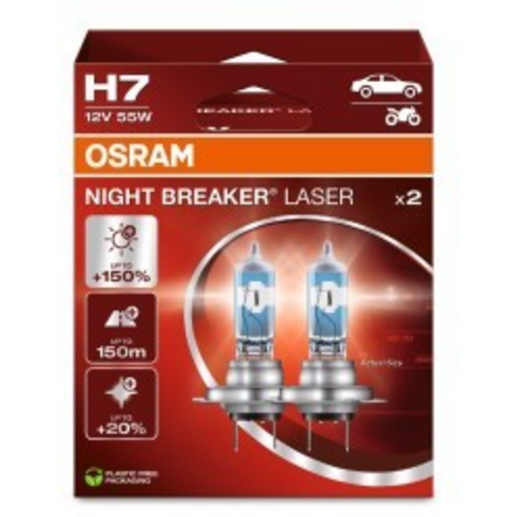 OSRAM NIGHT BREAKER LASER H7 12V 55W +150% Luz - Blíster 2 uds 1 OSRAM NIGHT BREAKER LASER H7 12V 55W +150% Luz - Blíster 2 uds